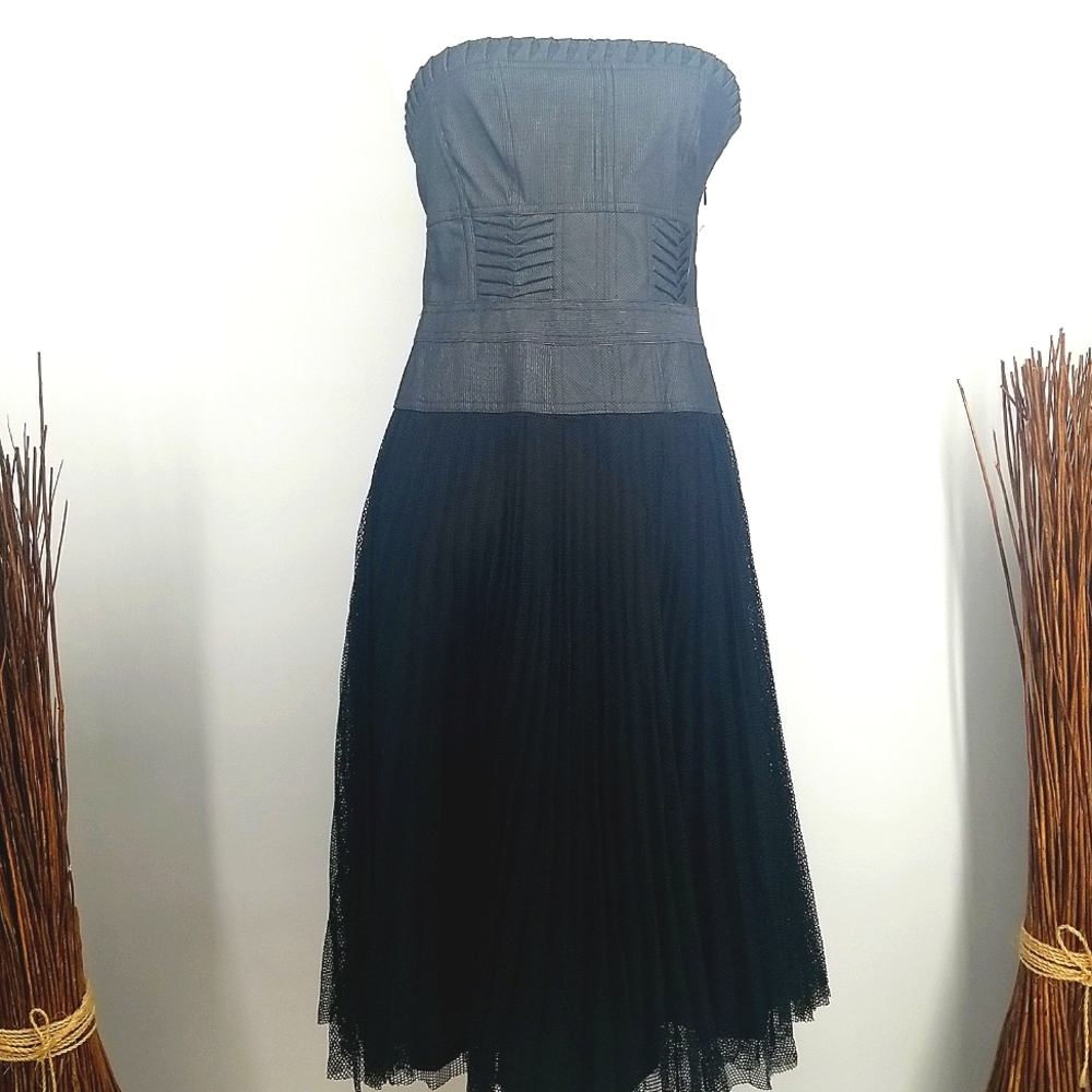 Cynthia Steffe Strapless Mesh Bottom Dress